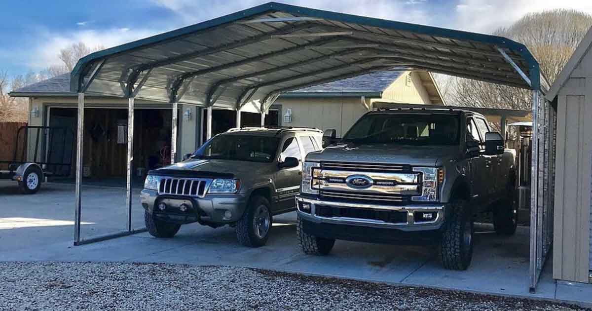 Two car standard metal carport hero