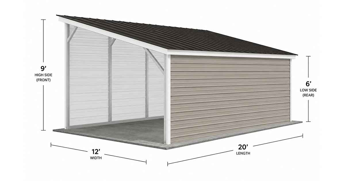 12 x 20 Lean-To Metal Structure