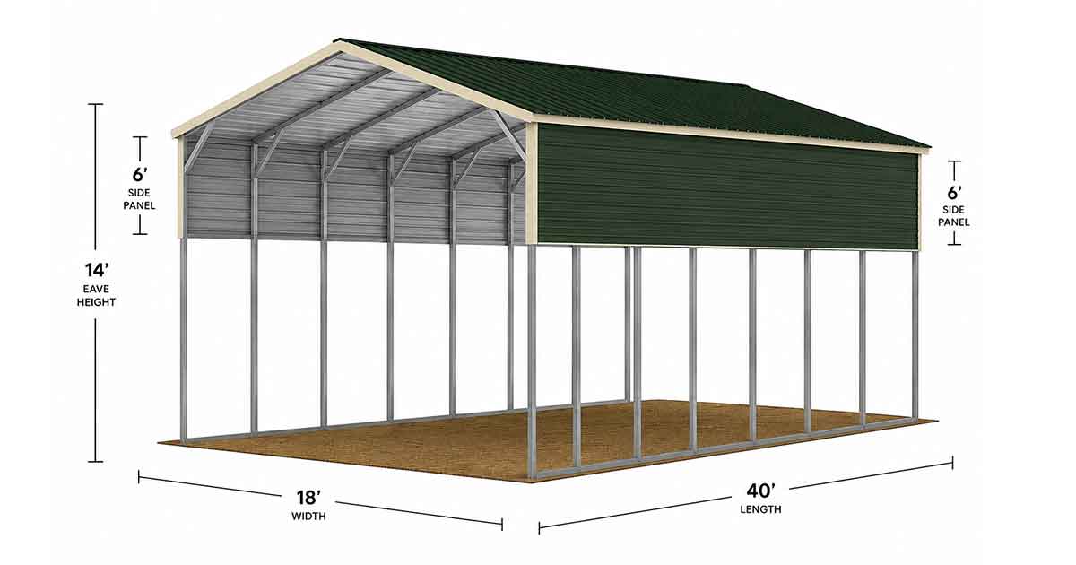 18 x 40 x 14 Vertical RV Carport