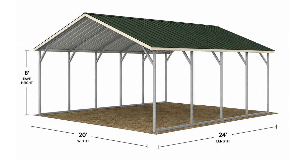 20 x 24 x 8 Metal Carport