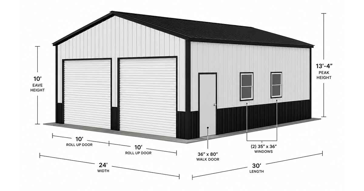 24 x 30 x 10 Metal Garage
