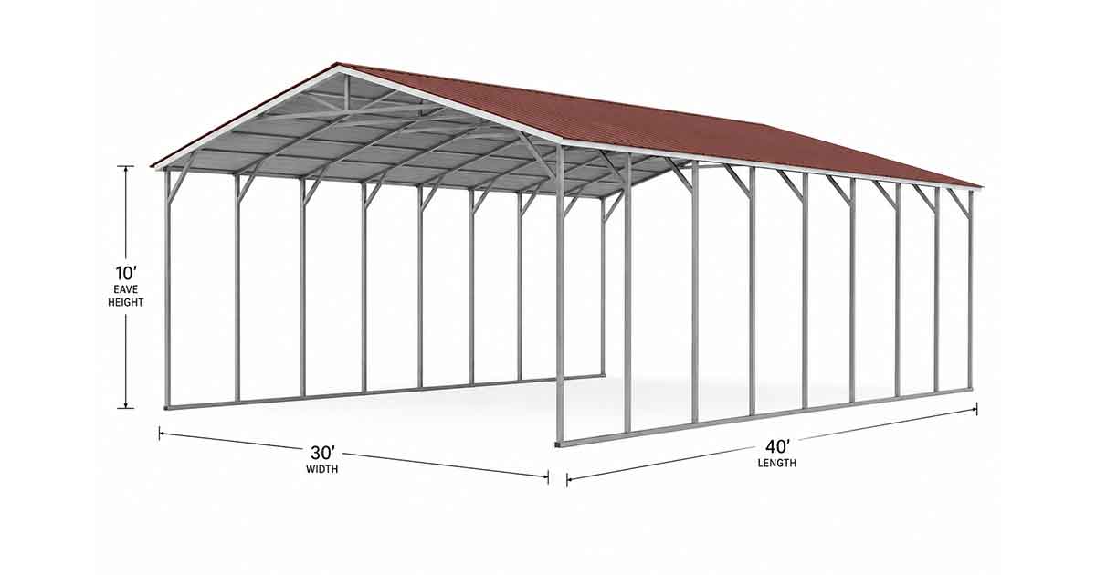 30 x 40 x 10 Vertical Carport